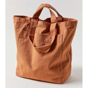 BAGGU Orange Tote with Blue Accent
